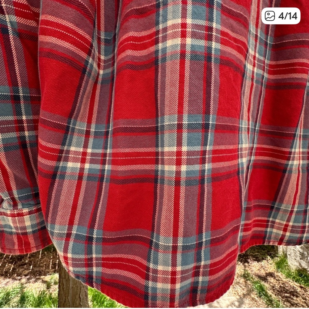 J. Crew Men's Red Plaid Flannel Shirt - Picture 5 of 15
